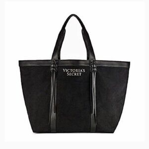 Victoria's Secret Black Suede Tote with Logo